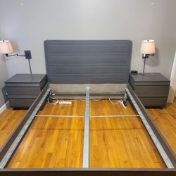 Queen Bedframe, Matching Nightstands