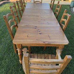 Ethan Allen Farmhouse Table with 9 chairs