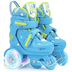NEW Size-Adjustable Roller Skates for Girls & Boys with Light Up Wheels (Ages 3-9)