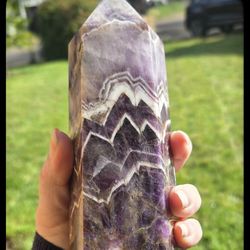 Chevron Amethyst Tower – 7" x 2.5" Wide, 2lbs 8.7oz Dream Amethyst