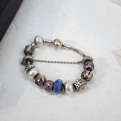 Pandora Charm Bracelet With Many Charms!!