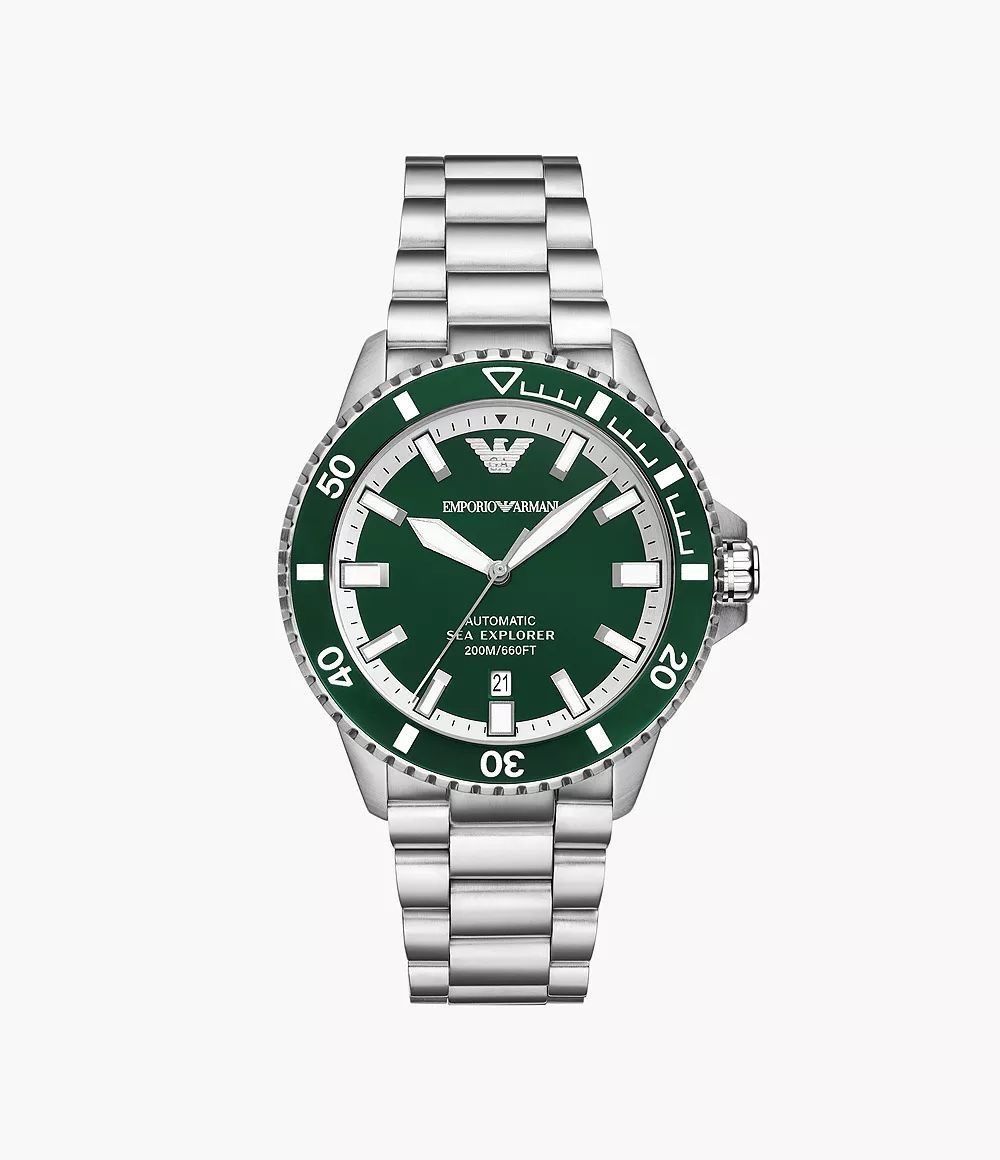 mens automatic wristwatch empsrio armani sea explorer Ar60080 steel green