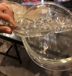 Crystal serving trays/Platters x3