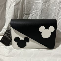 Loungefly Disney Mickey Mouse Y2K Black and White Crossbody Shoulder Bag NEW
