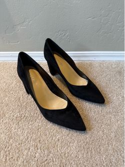 Marc Fisher Classic Black Suede Block Heel Pumps