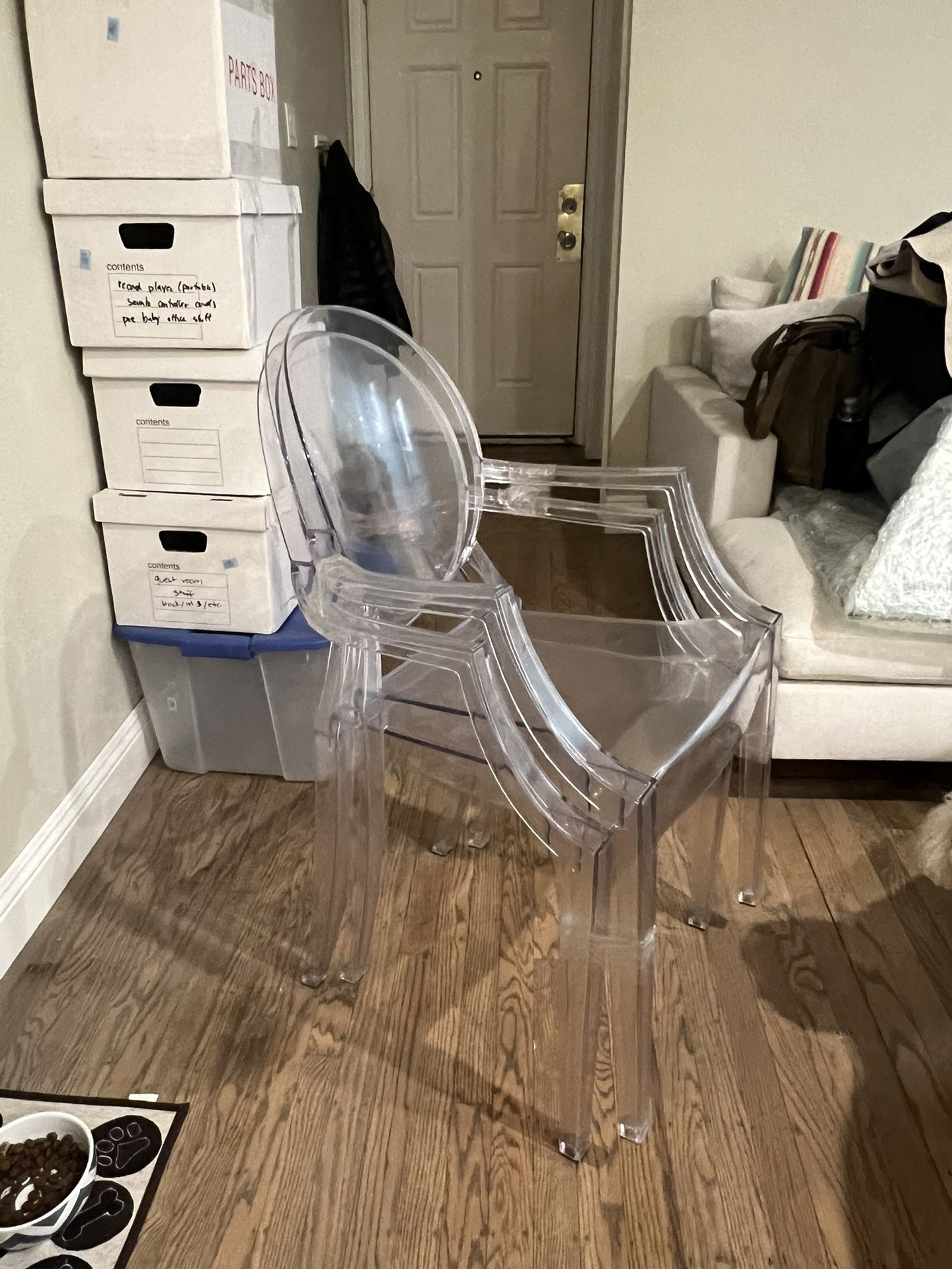 2 Mid Century Clear Chairs