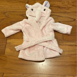 Baby Girl Bath Robe Little Treasure Pink Elephant Robe Size 0-9 Months