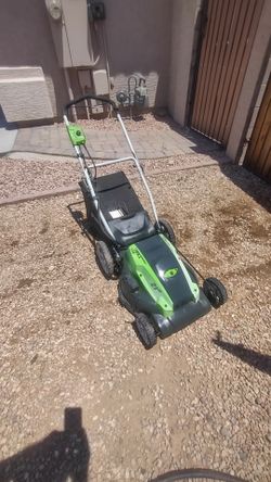 greenworks corded electric lawn mower with bag 21 inch