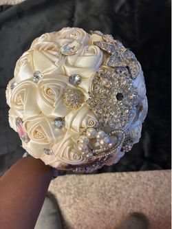 Off White Satin and Bling Bouquet