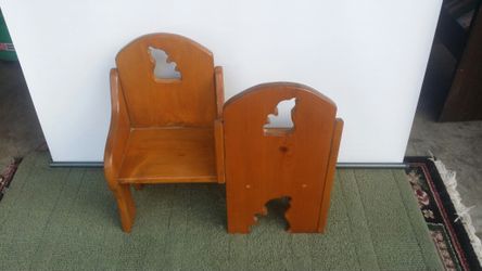 Handmade Childs Wooded Chairs 2 Seater