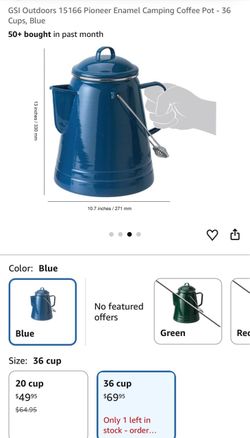 GSI Outdoors Pioneer Enamel Camping Coffee Pot – Blue 36 Cup