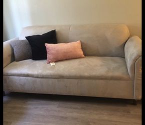 Grey suede couch