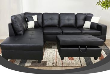 Sectional w/ Matching storage Ottoman, multiple colors & configurations available