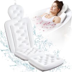 Full Body Bath Pillow for Bathtub, Thick Bathtub Cushion White 51" x 16"