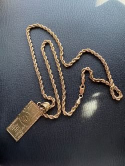 10K Gold Rope Chain with Dollar Bill Pendant