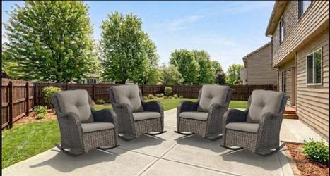 Four piece patio chair set outdoor patio furniture rocking chairs sillas mesadoras 🆕☑️