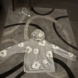 Grey Denim Tear Hoodie