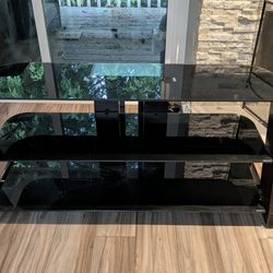 Modern 3-Tier Glass and Espresso Wood Stand/Media Console