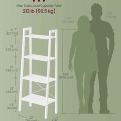VASAGLE 4-Tier Bookshelf Storage Rack Bookcase with Steel Frame - White
