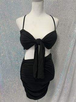 Black Two Piece Crop Top
