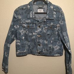 Graffiti Graphic Denim Jacket Size XL