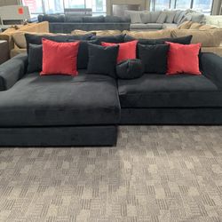 Black velvet soft sectional sofa