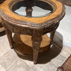 Exquisitely Hand-Carved Solid Wood Accent Tables (Set of 2)