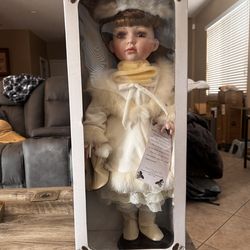 Winter Porcelain Doll – New in Box