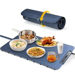 HomCozy Food Warmer Mat with Full Surface Heating, Rollable & Portable Warming Tray, 3 Temperature Settings & Child Lock, Premium Silicone Warmer Mat 