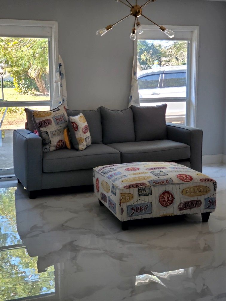 Sofa, Ottoman and 6 Chairs Dining Set