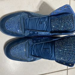 Gucci Blue Satin Crystal Embellished High Top 