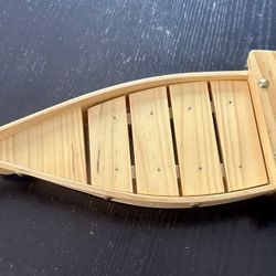 Wood Sushi Boat And One Set Of Reusable Chopsticks 