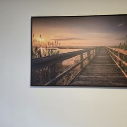 Extra Large Framed Sunset Wall Art (32x47) – Modern Coastal Landscape