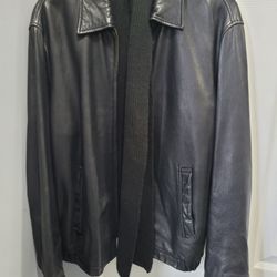 Nautica Black Leather Jacket  size 44R