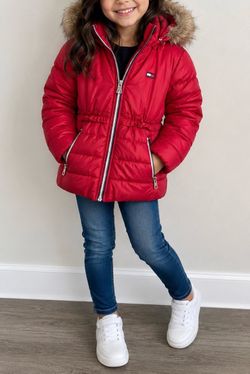 Tommy Hilfiger Girls' Red Puffer Jacket