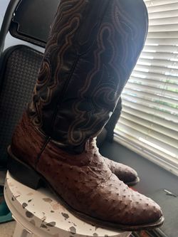 JB Dillon Ostrich Skin Western Boots Size 12 Brown cowboy real