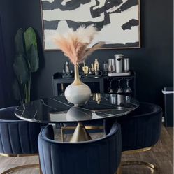 Marble Table & 4 Velvet Chairs