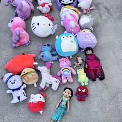 Mix Lot Of Cute Plushies And Dolls 