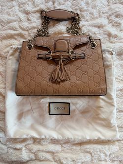 ✨ Authentic Gucci Guccissima Emily Chain Shoulder Bag (Beige Leather)