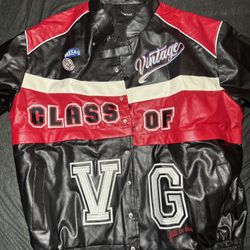 Oversized “leather” Varsity Jacket Large