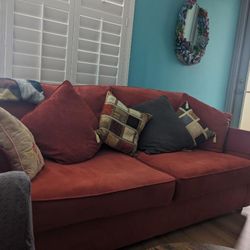 Red Pullout Couch With Queen Mattress 