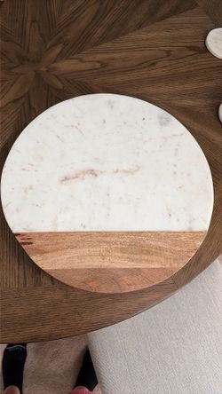 Laurie Gates Marble and Wood Lazy Susan