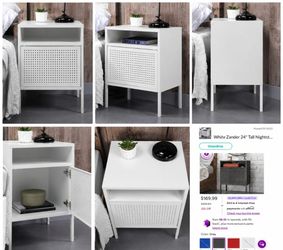 White Zander 24" Tall Nightstand | Modern Storage Cabinet | Like New
