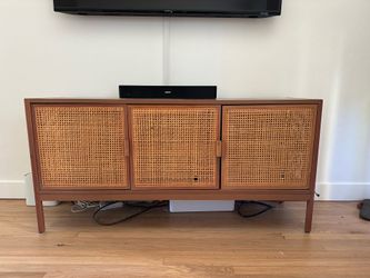 Mid Century Style Credenza Wicker Doors