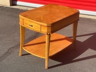 Vintage Wood End Table with Drawer and Shelf