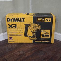 DEWALT 20 VT MAX BRUSHLESS 18 GA CROWN NARROW + BATTER AND CHARGER