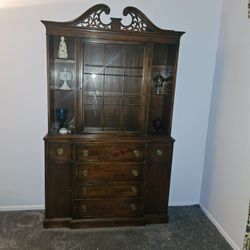 Charming Secretariat Hutch Cabinet with Pull-Out Writing Area