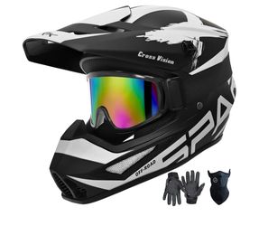 Adult ATV Dirt Bike Helmet DOT Approved,Motorcycle Helmet with Goggles Gloves & Mask Quick Release Buckle Adjustable Sun Visor Off-Road Motocross Down