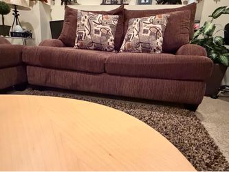 2-Piece Corduroy Living Room Set - Couch & Loveseat (Brown)