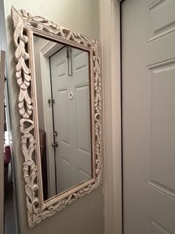 Large Carved Wood Framed Wall Mirror